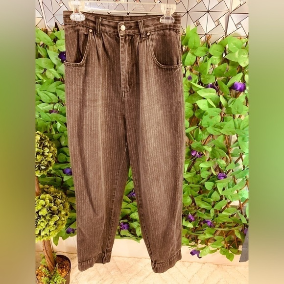Vintage Gloria Vanderbilt Stripped Black Mom Jeans for Murjani Size 9/28 Denim - Picture 2 of 15